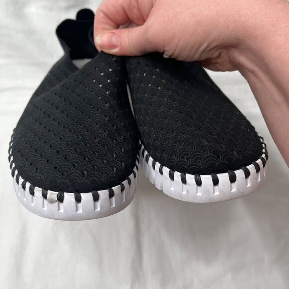 Ilse Jacobsen Tulip Black Fabric Perforated Slip-On Shoes Size 40 - Picture 8 of 13